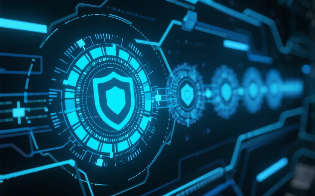 安全加密与数据同步的科技抽象插画